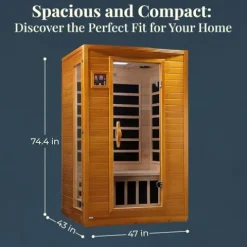 Dynamic Saunas Andora 2 Person Low EMF Infrared Therapy Sauna Dark Honey Stain