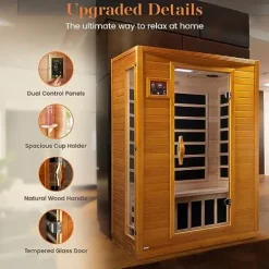 Dynamic Saunas Andora 2 Person Low EMF Infrared Therapy Sauna Dark Honey Stain