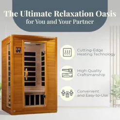 Dynamic Saunas Andora 2 Person Low EMF Infrared Therapy Sauna Dark Honey Stain