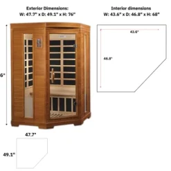 DYNAMIC SAUNAS Hemming 2 Person Infrared Corner Sauna Dark Honey Stain