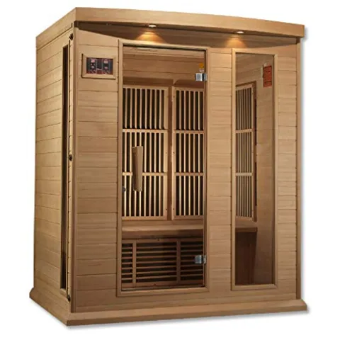 DYNAMIC SAUNAS Maxxus 3 Person Low EMF FAR Infrared Carbon Sauna Natural Finish