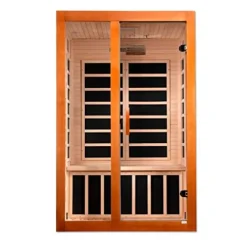 Dynamic Saunas Santiago Elite 2-Person Ultra Low EMF FAR Infrared Sauna Honey Stain Finish
