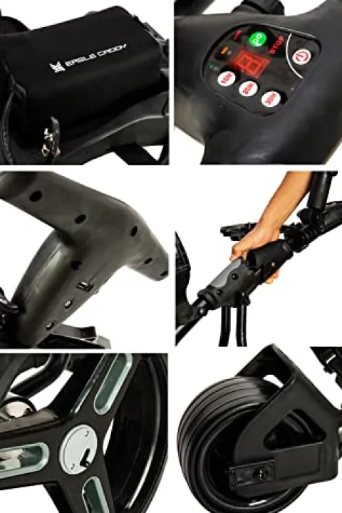 Eagle Caddy Lithium Battery Electric Golf Push Cart with Remote Control Black/Grey