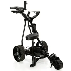 Eagle Caddy Lithium Battery Electric Golf Push Cart with Remote Control Black/Grey