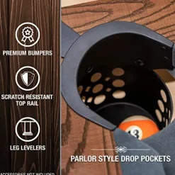 EastPoint Sports Dunhill 87-Inch Rustic Pool Table Multi-Color