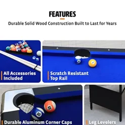 EastPoint Sports Easy Setup Folding Billiard Table Black