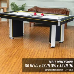 EastPoint Sports Triple-Deke Hover Hockey Table 80″ for Indoor Play, LED Scoring, Black