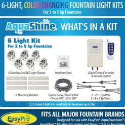 EasyPro Pond Products AquaShine 11 Watt Warm White LED Fountain Lights with Timer & Remote Control