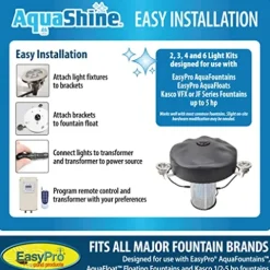 EasyPro Pond Products AquaShine 11 Watt Warm White LED Fountain Lights with Timer & Remote Control