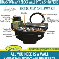 EasyPro Pond Products HB23K Vianti Falls 23 Inch Spillway Kit with White LED