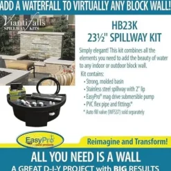 EasyPro Pond Products HB23K Vianti Falls 23 Inch Spillway Kit with White LED