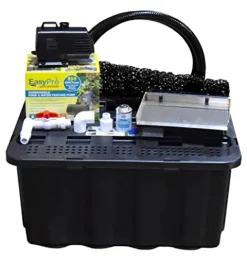 EasyPro Pond Products Vianti Falls Kit – Add a Waterfall to Any Block Wall – 11 ½” Stainless Spillway w/6” Extended Lip, Basin, EP850 Pump – No Light