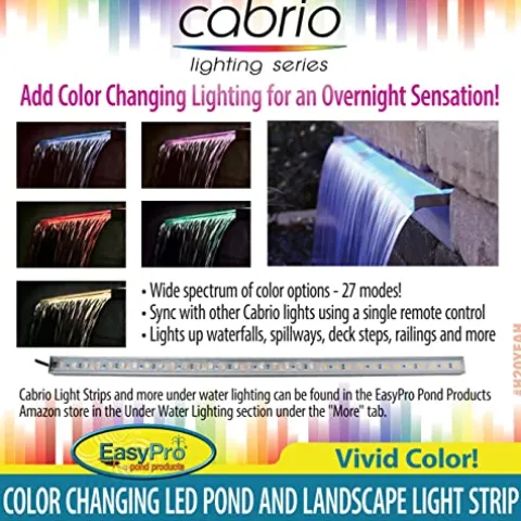 EasyPro Pond Products Vianti Falls Kit – Add a Waterfall to Any Block Wall – 11 ½” Stainless Spillway w/6” Extended Lip, Basin, EP850 Pump – No Light