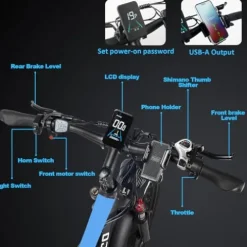 E·Bycco Dual 1000W Motors 2000W Electric Bike for Adults, 35MPH 48V 23Ah Battery Electric Bicycle, Full Suspension 26″*4.0 Fat Tire Hydraulic Disc Brake, Beach Off-Road Mountain E-Bike for Men EB7Pro Blue/2000W/Dual Motor