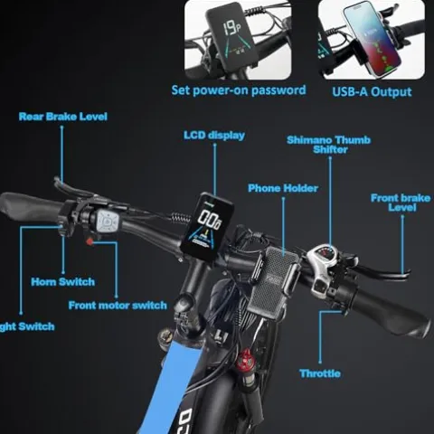 E·Bycco Dual 1000W Motors 2000W Electric Bike for Adults, 35MPH 48V 23Ah Battery Electric Bicycle, Full Suspension 26″*4.0 Fat Tire Hydraulic Disc Brake, Beach Off-Road Mountain E-Bike for Men EB7Pro Blue/2000W/Dual Motor