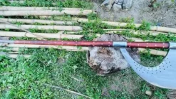 EGKH Custom Blade Large Bardiche Pole Axe Blunt Axe Head High Carbon Steel Silver