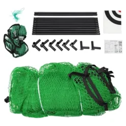 Eleeferri Golf Hitting Cage with Practice Net & Swing Mat Green Black White