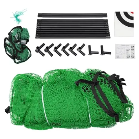 Eleeferri Golf Hitting Cage with Practice Net & Swing Mat Green Black White