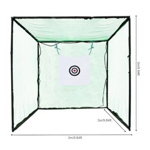 Eleeferri Golf Hitting Cage with Practice Net & Swing Mat Green Black White