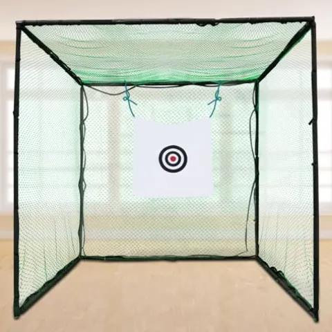 Eleeferri Golf Hitting Cage with Practice Net & Swing Mat Green Black White