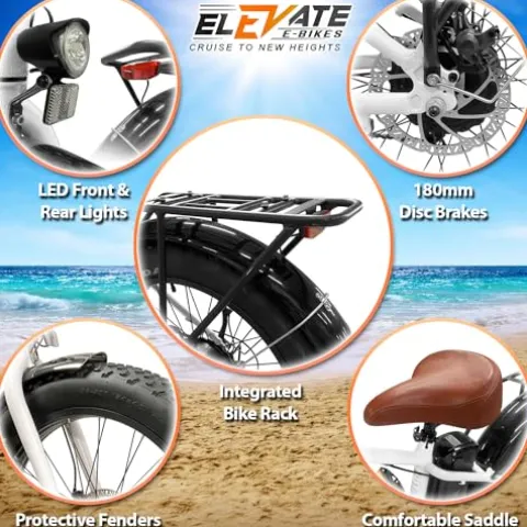 Elevate E-Bikes Cabo Beach Cruiser Electric Bike White