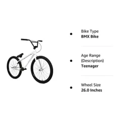 ELITE BICYCLES BMX Freestyle Bike White Out-Law 4130