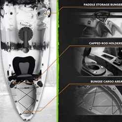 Elkton Outdoors Hard Shell Fishing Tandem Kayak Grey
