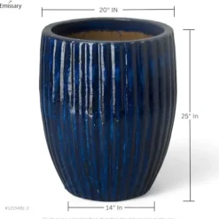 Emissary 21″ Blue Stoneware Round Planter
