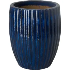 Emissary 21″ Blue Stoneware Round Planter