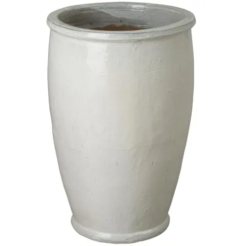 Emissary 18″ Distressed White Stoneware Round Planter