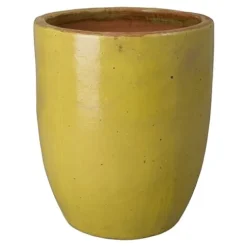 Emissary 27.5 in. Yellow Ceramic Round Planter with Drainage Hole