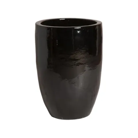 Emissary Black Stoneware Round Planter 18in x 26in