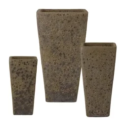 Emissary Bubble Yellow Stoneware Square Planters Set of 3 17in L x 31.5in H