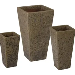 Emissary Bubble Yellow Stoneware Square Planters Set of 3 17in L x 31.5in H