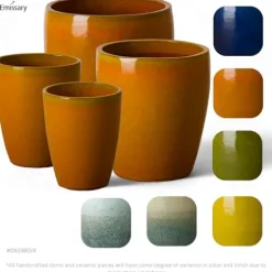 Emissary Bullet 18 in. Bright Orange Ceramic Round Planter with Drainage Hole