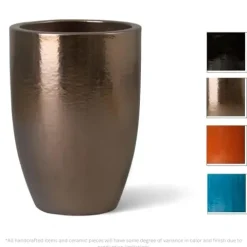 Emissary Gold Stoneware Round Planter 18in L x 26in H