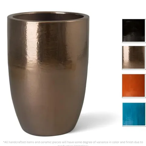 Emissary Gold Stoneware Round Planter 23in L x 32in H