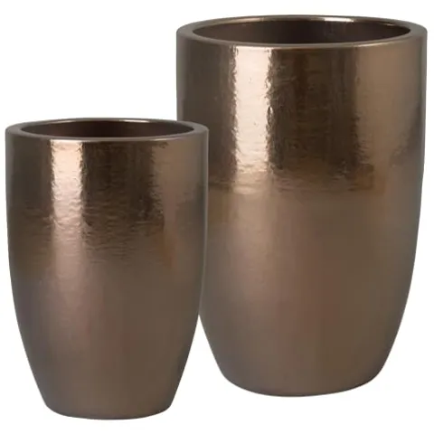 Emissary Gold Stoneware Round Planters Set of 2 23in L x 32in H
