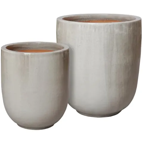 Emissary Gray Stoneware Round Planters Set of 2 24in x 27in