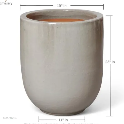 Emissary Gray Stoneware Round Planter 19.5in. L x 23in. H
