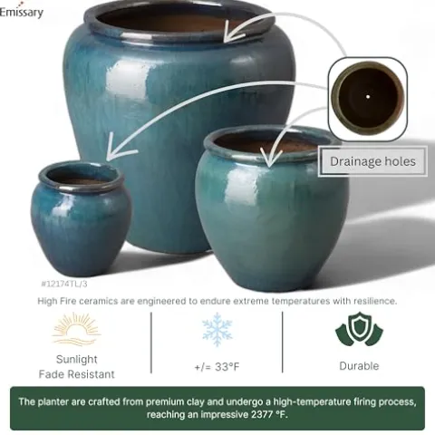 Emissary Home and Garden Round Planter LG Green 30X30