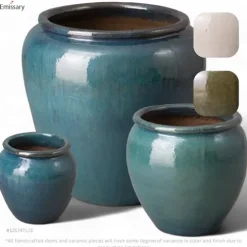 Emissary Home and Garden Round Planter LG Green 30X30