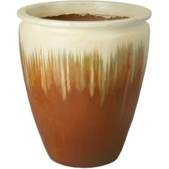 Emissary 27in Amber Stoneware Round Planter
