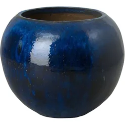 Emissary 28in Blue Stoneware Spherical Planter