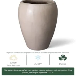 Emissary 25in Distressed White Stoneware Round Planter