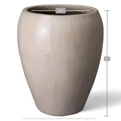 Emissary 25in Distressed White Stoneware Round Planter