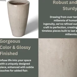 Emissary 18in Distressed White Stoneware Round Planter