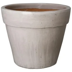 Emissary 28in Distressed White Stoneware Round Planter