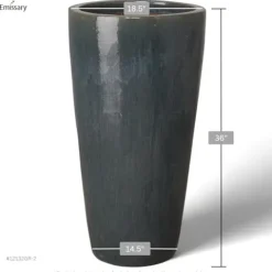 Emissary 18.5in Gray Stoneware Round Planter