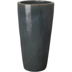 Emissary 18.5in Gray Stoneware Round Planter